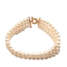 bracciale perle 3 fili con oro