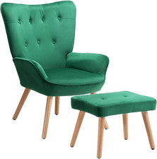 Poltrona Con Sgabello Da Soggiorno, Poltroncina Con Pouf Poggiapiedi Da Salotto,