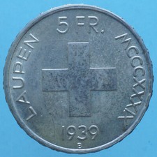 SVIZZERA 5 FRANCHI 1939 B