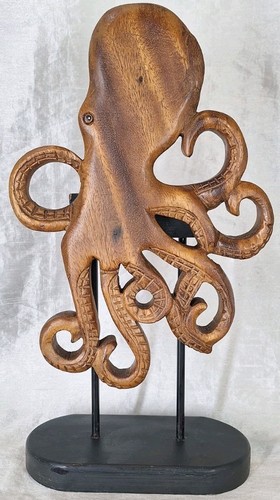Scultura polpo legno naturale