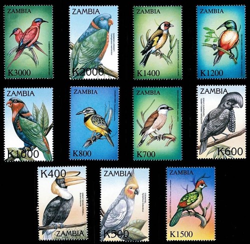 Zambia 2001 colorato uccelli - zambia,