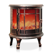 Caminetto Decorativo a Batteria Bronzo Effetto Fiamma Camino Compatto a Batteria