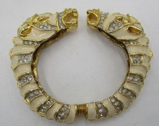 Bracciale Kenneth Jay Lane KJL Doppia Testa Zebra Smaltata Bianco Off