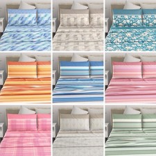 Set completo lenzuola matrimoniali 100 COTONE lenzuolo sotto con angoli letto.