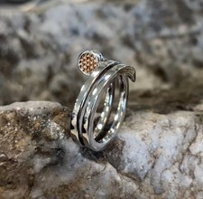 Anello Chiodo Clogau Gallese Argento e Oro Rosa 9ct Tripla Fascia Misura P Raro