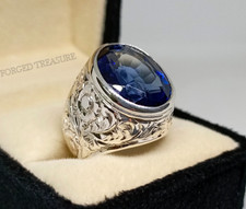 Anello da uomo in argento sterling 925 con zaffiro blu raro 30 carati