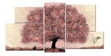 QUADRO MODERNO ALBERO ROSA CIPRIA LILLA DIPINTO A MANO ARREDO CASA DIVANO LETTO