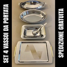 LOTTO SERVIZIO VINTAGE PIATTI PORTATA INOXBECK 18/10 PLACCATO ORO 4 + 1 PZ ITALY