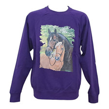 Felpa Unisex con Stampa Cavallo Con Puledro Fruit Of The Loom Natura Maneggio