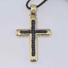 ciondolo croce con diamanti neri oro giallo 18kt (m3)