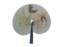 Vintage Ventaglio cinese, orientale con motivo fiori e farfalle