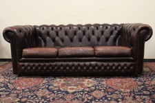 Divano Chesterfield Chester / inglese 3 posti colore marrone / pelle / leather
