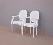 Coppia di poltrone st.Luigi XVI schienale medaglione, laccate Shabby Chic, '900!