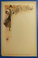 1910ca J. & E. MARTELL - COGNAC - antico menù illustrato - donnina liberty