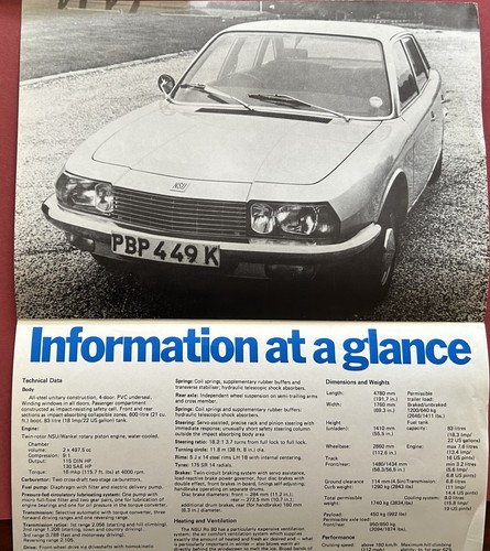 Nsu ro80 foglio - di, vendita