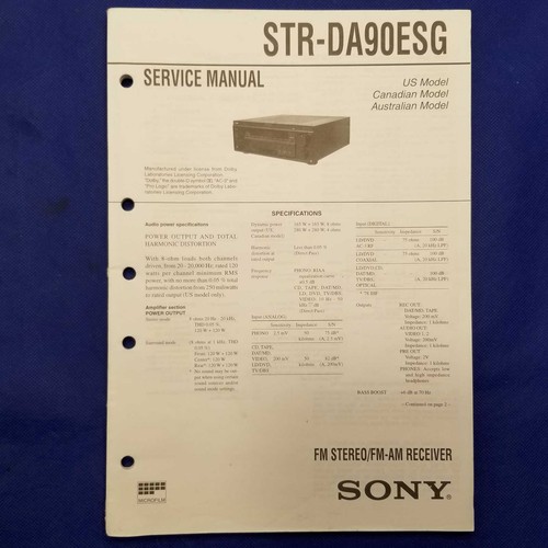 Sony str da90esg - manuale, di