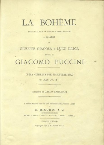 Puccini giacomo boheme - puccini, la