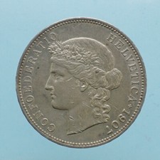 SVIZZERA 5 FRANCHI 1907 MONETA ARGENTO NUMISMATICA CURRENCY EUROPE STATE COINS