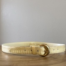 Cintura donna vintage anni 80 sella vera pelle di serpente avorio MEDIA/GRANDE 34"