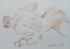 Quadro acquerello fare nudo