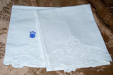 Coppia Asciugamani • Ricamati a mano• Lino • Vintage