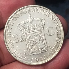 Olanda - moneta argento di 2-1/2 gulden - gr.25  Anno 1932