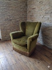 Coppia poltrone legno tessuto