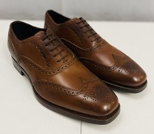 Scarpe eleganti Oxford Lidfort Brown Princes in pelle Brogue punta alare 9 US NUOVE