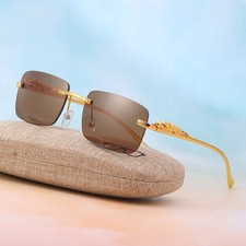 Occhiali da sole uomo moda quadrati hip hop Quavo lusso oro senza montatura occhiali trasparenti