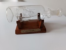 Galeone Spagnolo in bottiglia in vetro soffiato Vintage, Con Targa In Ag 800