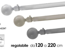 ASTA BASTONE TENDA Estensibile REGOLABILE METALLO ANELLI MODERNO M SFERA 120-220