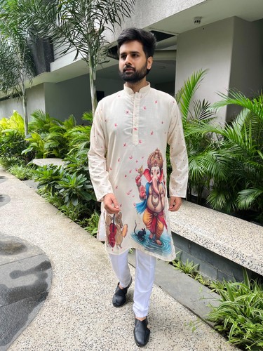 Ganesha stampa kurta per uomo - kurta,