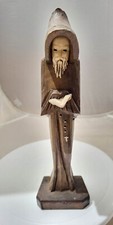 Sacerdote vintage in legno intagliato a mano frate monaco con rosario lettura Scrittura 11 1/4"