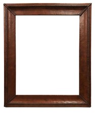 CASA DI MERCIER grande cornice specchio quadro in pelle cucita 30" x 24" Villa