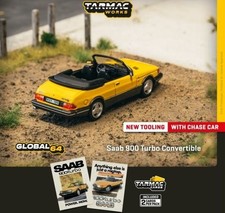 Saab 900 Turbo Cabrio Giallo + Trading Cars **** Tarmac Works Box 1:64