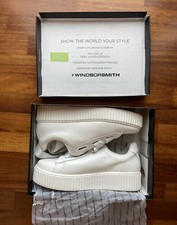 ORIGINALI WINDSOR SMITH OLYVIA PELLE BIANCO LOGO TORO CREEPER PLATFORM