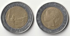 1985 Italy 500 lire coin #2