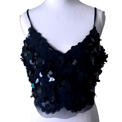 Zara paillettes crop - top, navy