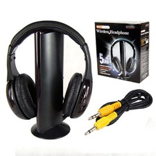 CUFFIA CUFFIE WIRELESS 5 in1 SENZA FILI WI-FI MICROFONO RADIO FM PER TV