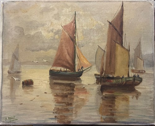 Huile sur toile - marine, École