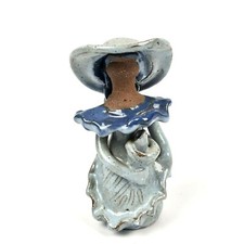 SCULTURA STATUINA TERRACOTTA CERAMICA DECORATA DAMA FEMME VINTAGE COLLEZIONE 900