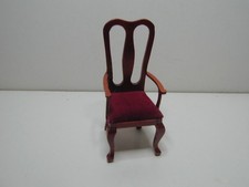 Sedia JiaYi con coprisedile in velluto rosso vino, noce, 1:12, casa delle bambole, NUOVO & IMBALLO ORIGINALE