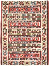 Tappeto Kilim Turco Sharkoy Vecchio Annodato a mano Mis 142x198 cm Vello Lana