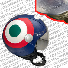 Casco personalizzato Vespa a fuoco Vintage in pelle Bandiera Italia S,M,L,XL