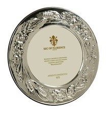 Cornice portafoto in argento sterling 925 SPIGHE E PAPAVERI"/diametro 13x13 GB 