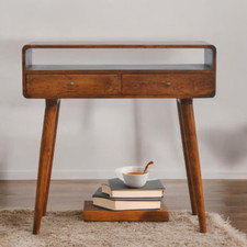 Tavolo console con cassetti metà secolo moderno legno massello tavolo ingresso stretto