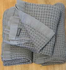 3 Asciugamani da Bagno SUTERA Oversize Grigio 100% Cotone Supima Tessuto Waffle 30" x 54"