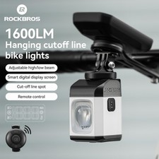 ROCKBROS 1600 LM Faro Anteriore Smart Bici con Telecomando Wireless, Ricarica USB-C