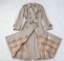 Burberry Trench Coat Beige Nova Check Vintage Taglia L Ottime Condizioni
