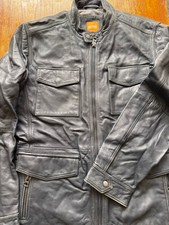 Giacca Hugo Boss Pelle Blu Uk m Eu48 Ottime Condizioni Autentica